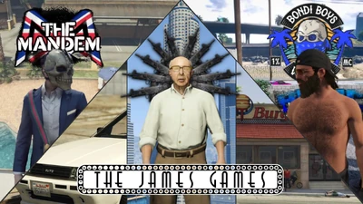 A promotional poster for The James Games with the BBC and The Mindim.