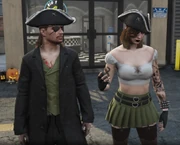 Charlie and Rocket dressed as pirates for Halloween 2025.