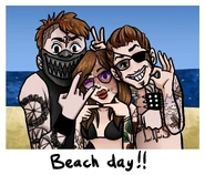 Marty, Bane, and Amelia at the beach