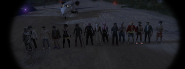Clowns line up on the Grapeseed runway prior to battle with New Babylon October 1, 2025