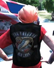 Veronica in Raiders MC Old Lady kuttes