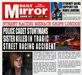 Newspaper Headline, the lore for Kingsmans hatred for street racers