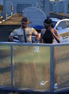 Cassie repairing Ventura's car on top of the Jetty Hotel parking lot February 26th, 2025