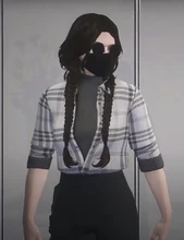 Black plaid dress shirt/slacks outfit