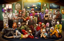 Funhouse Clowns Family Portrait by ManicNoodlearms