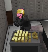 Yuno collecting gold bars from the Vault