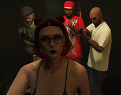150 Gang and Emma Natt taking a picture at the torture room.