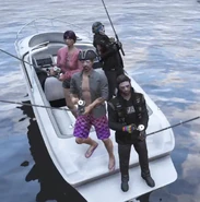 Etta fishing with her fiancé Shawn Maple, her brother-in-law Ziggy Buggs, and her adopted niece Rue Minmi