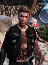 Marty in Raiders MC patched kuttes.