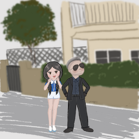 Ray and Kitty posing in front of their new beach house- @lunaaa#7213