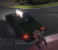 Bogg using the box to stop a cab