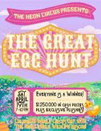 Ad Graphic for The Great Egg Hunt - Neon Jungle's debut event, as part of World Circus Day.