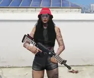 Cassie unmasked, holding a gun in Hades turf.