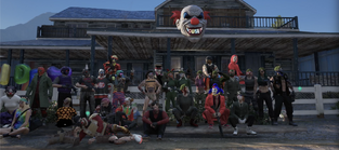 The Funhouse Clowns, Cuban Federales, and others pose for a picture June 19, 2025