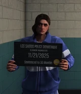 Dressed as Osvaldo Pingafria for her first arrest November 20th, 2025