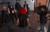 Mason with the Raiders MC in their clubhouse February 16, 2024