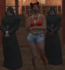 Molly with her cult members Benny Harvey and Sanjay Patel
