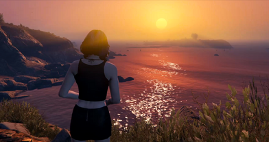 A heartbroken Annie May, in her emo phase, looking out at the gorgeous setting sun