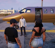 Ventura and Cassie greet the pilot for her birthday plane ride on October 2, 2025.