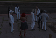 The crew waiting for the limousines