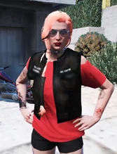 Veronica in Raiders MC Old Lady kuttes