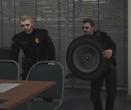 Rhodes and Flop dancing with a tyre
