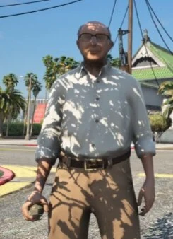 James holding his stress ball.