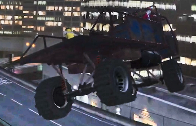 Yuck Truck in flight