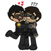 Flop hugging Winston Art by FriendlyToon