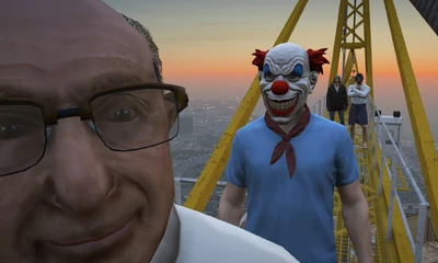 James with Chatterbox, Four Tee, and Sasuke Johnson at the top of the crane.