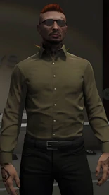 Sean in Olive Button Up Outfit