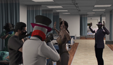 Sneaky, Chatterbox, and Twinkles hold up patients at a hospital