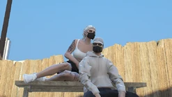 Lloyd & Evie chilling at the KC Heishi picnic table