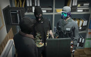 X, Ramee and Mr. K robbing a store safe