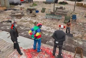 BonBon hosting a deadly game with hostage Twinkles, Chatterbox, and Ray Mond at Stab City.