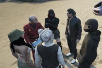 The gang meeting on the beach to discuss a potential agreement on weed turf from the Besties.