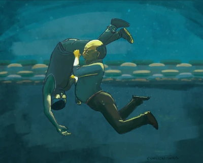 Underwater Piledriver by KarliCartoons