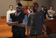 Senior Lieutenant Matt Joe and Chief of the HOA Siz Fulker at the courthouse as defendants in Lawn Enforcer's (Lauren Forcer's) case against the two