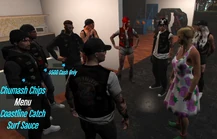 The Raiders MC at their Chumash Chips Kortz Center booth talking to Princess Elena January 13, 2025