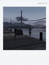 Ash and Alex at the pier Polaroid (2023-07-15)