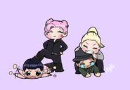 Abby and Jolie beating up Mickey and Tony Art by @Maebee_luv