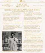 Newsletter announcing Dr. Lullaby's redesign of Parsons
