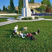 Dab with friends on the Observatory lawn, January 2024