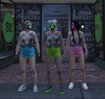 The OG girls of the gang Nunu El Nene, Raia Kaine, and Vee Hernandez as the PogoPuff Girls.