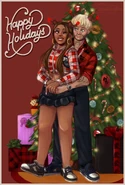 Brittany and Mustang Christmas 2023 Card from Portugal by @maemakesdoodles