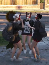 Nunu, Raia, & Vee dancing in their Nunu disguises
