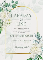 The invitation for the wedding ceremony of Faraday Murphy and Lincoln Page.