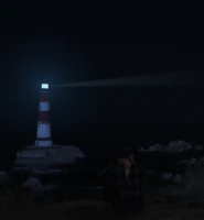 Veronica sits near the Lighthouse before stabbing Charlotte Spade