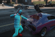 Zahn vandalizing an Infernus in his "Boots" fit