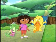 Dora chilling with his slimes.